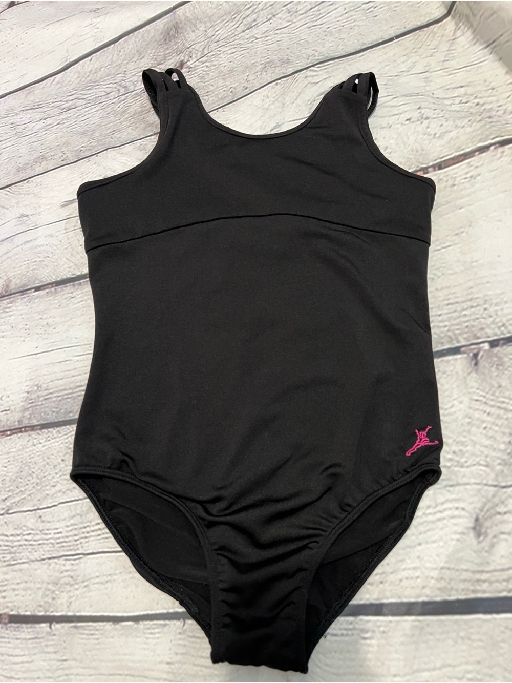 Capezio Girls' Black leotard with Pink Logo